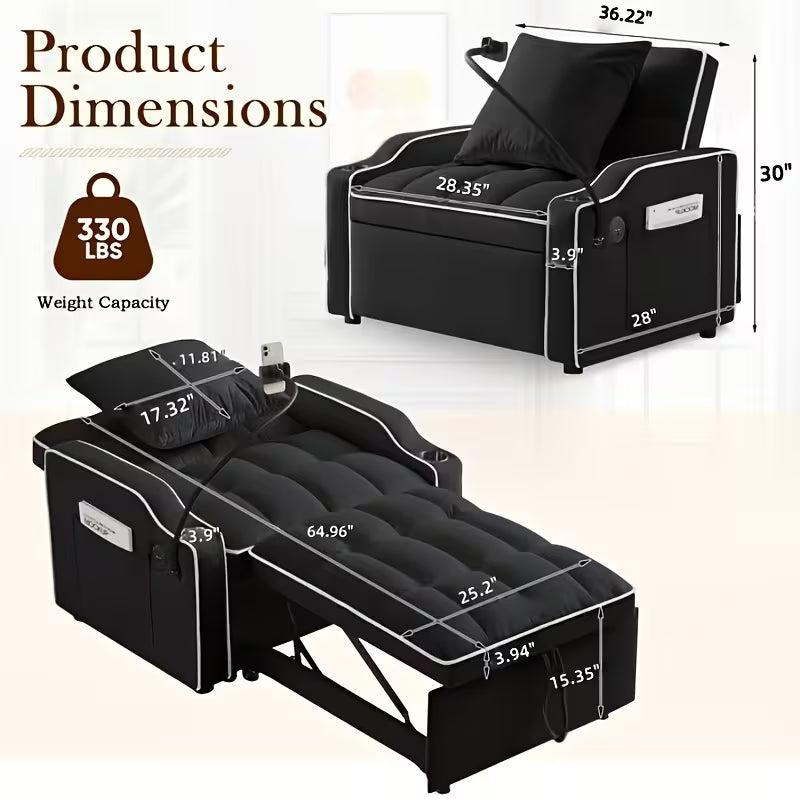 Sofa Bed Loveseat 3-in-1 Sleeper Sofa with Pull Out Bed
