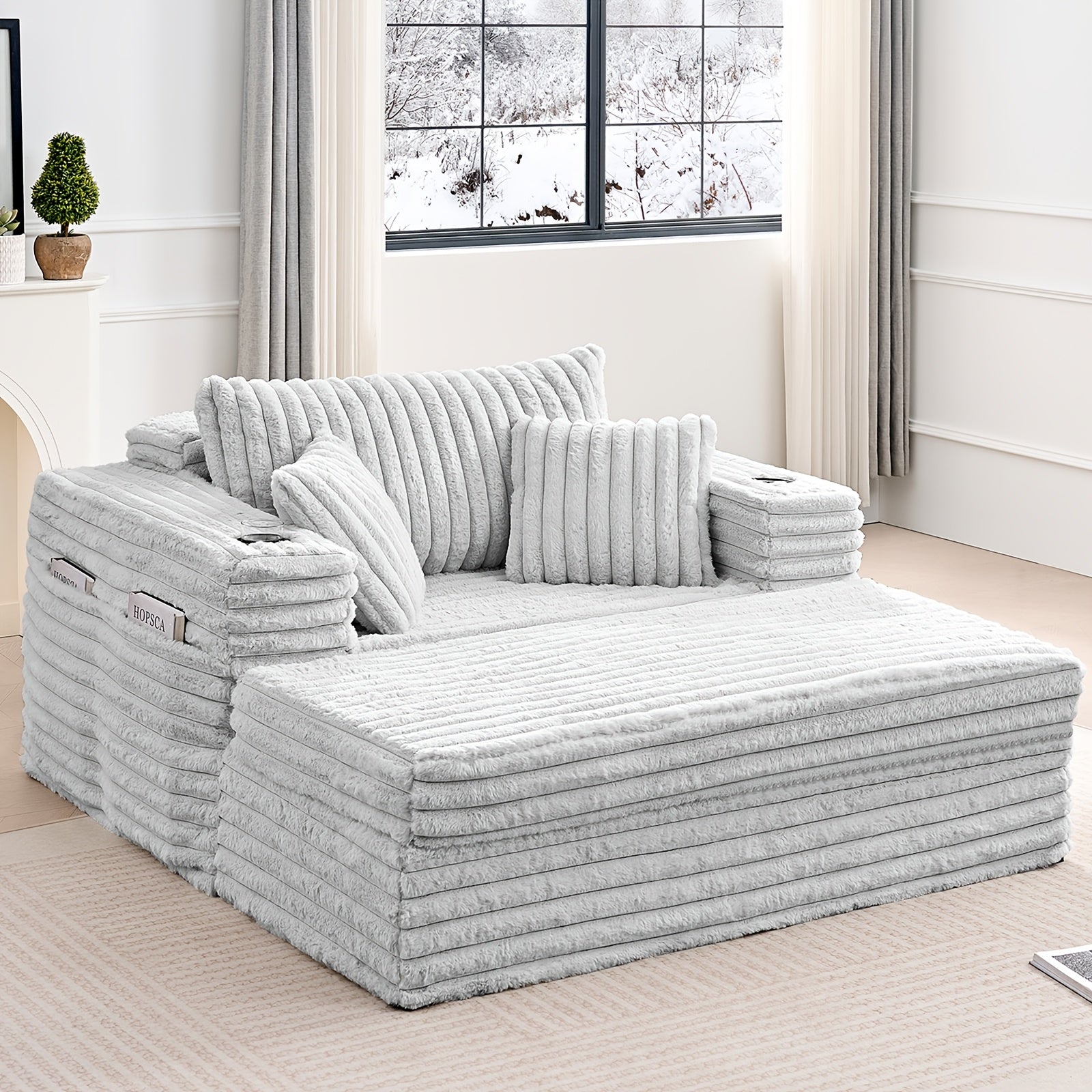 58 Inch Oversized Modern Corduroy Sleeper Sofa Bed Chair