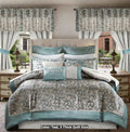 3pcs Teal Jacquard Scrollwork Comforter Set – Thick Quilt Size