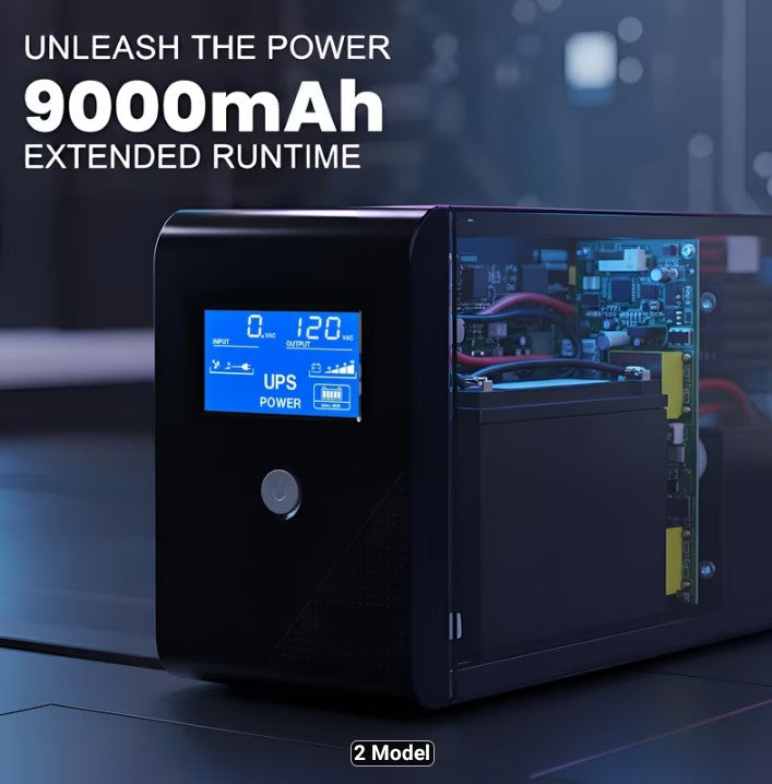 1000VA/600W UPS Power Supply & Surge Protector – 9000mAh LCD Battery Backup