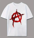 Men's Gothic Punk Anarchy Symbol Blood Drip T-Shirt – White