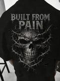 Men's 'Built From Pain' Skull Gothic Back Print T-Shirt – Black