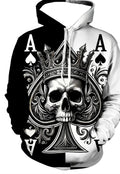 Ace of Spades Skull Crown 3D Print Hoodie – Black & White