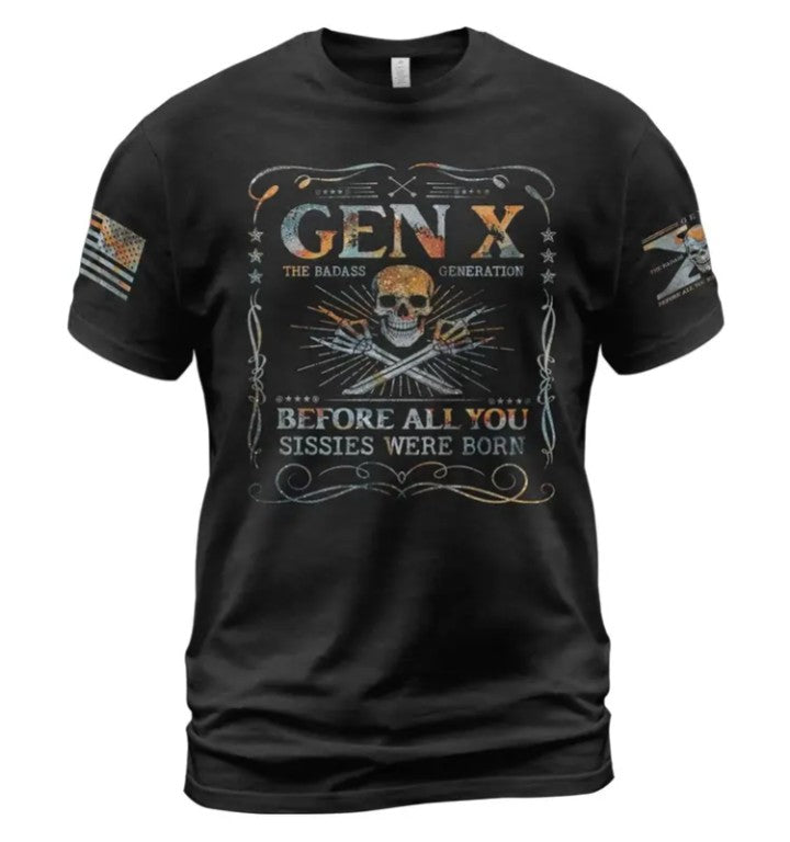 Gen X – The Badass Generation Skull Graphic T-Shirt