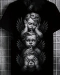Men's Plus Size Angelic Cherub Trio Graphic T-Shirt – Black