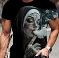 Men's Artistic Tattooed Monk Graphic T-Shirt – Black