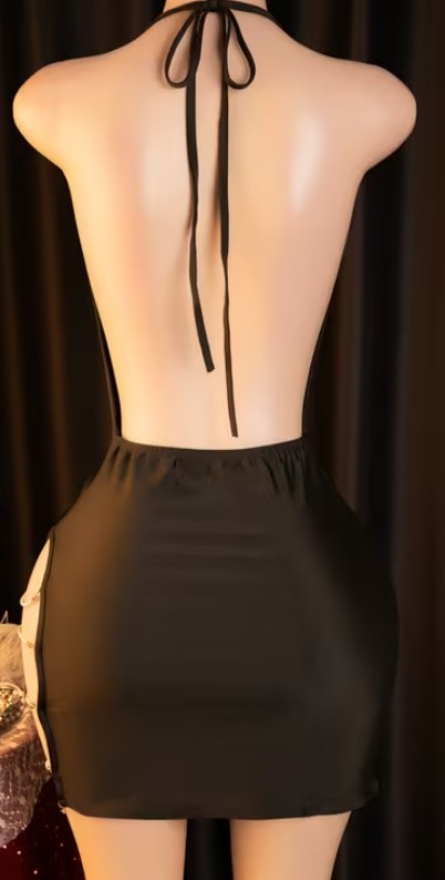 Sexy Dress Lingerie Temptation Deep V-Neck Lace-Up Slit Dress