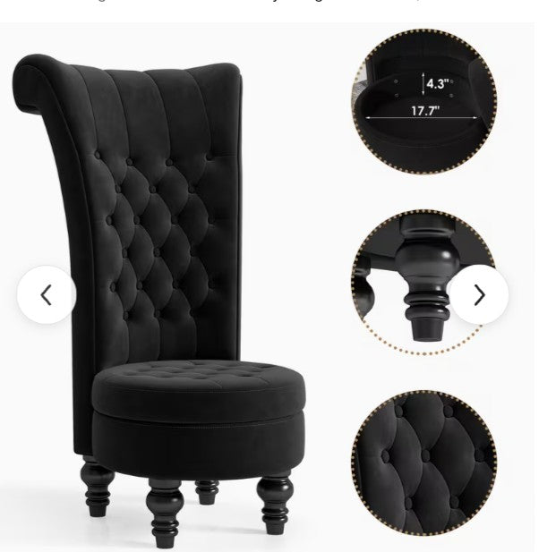 Royal High Back Velvet Armless Accent Chair