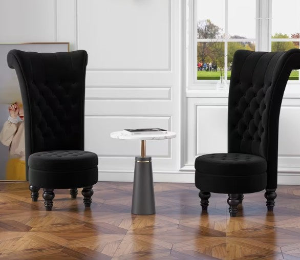 Royal High Back Velvet Armless Accent Chair