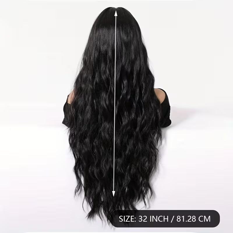32 Inch Black Synthetic Wig Deep Curly Waves