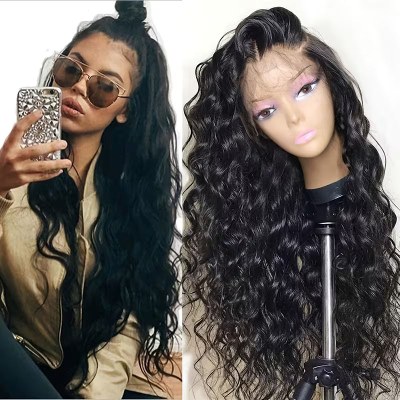 32 Inch Black Synthetic Wig Deep Curly Waves