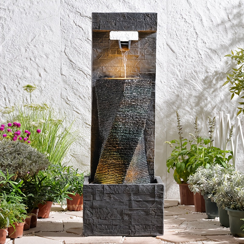 39.8 Inch Modern Spiral Waterfall Fountain