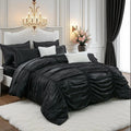 Black Satin Comforter Set 9 Pcs Luxury Bedding Set